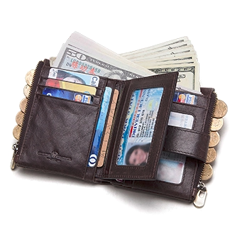 BP896 Hi-capacity Wallet leather RFID protected Coffee