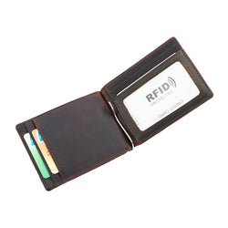 AD1015 Money Clip Wallet leather RFID protected Dark Brown