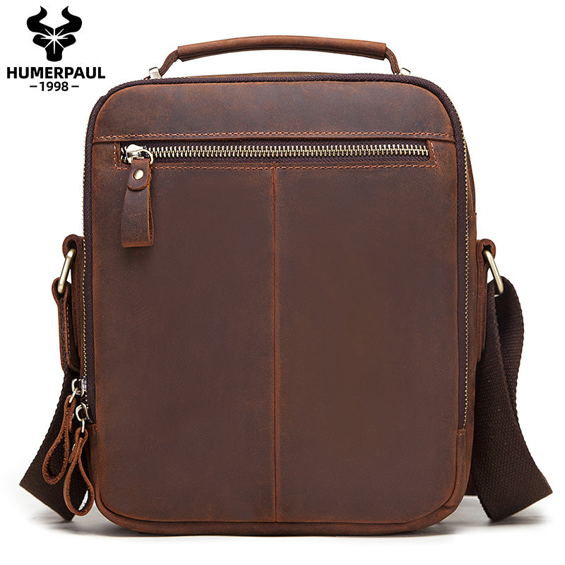 MH573 Humerpaul Shoulder Bag Crazyhorse Cowhide Leather Brown