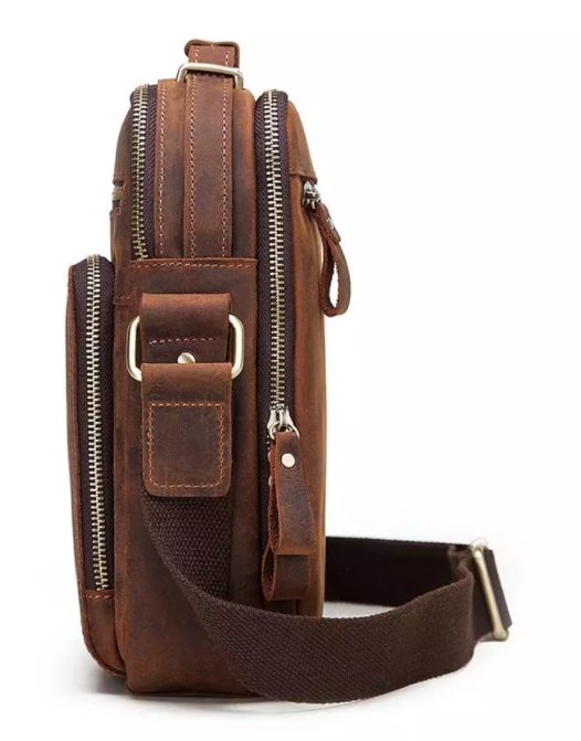 MH573 Humerpaul Shoulder Bag Crazyhorse Cowhide Leather Brown