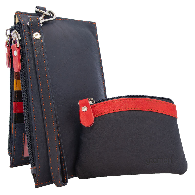 Gramon Ladies’ Leather RFID Wallet Navy Blue